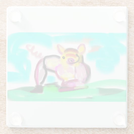 Cute pig art  glasuntersetzer (Rückseite)