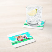 Cute pig art  rechteckiger pappuntersetzer (Vor Ort)