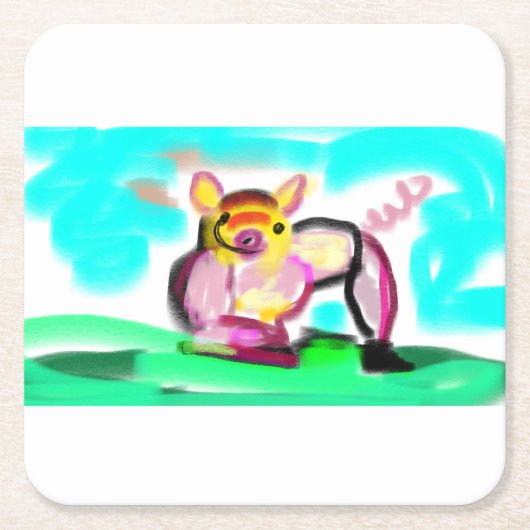 Cute pig art  rechteckiger pappuntersetzer (Vorderseite)