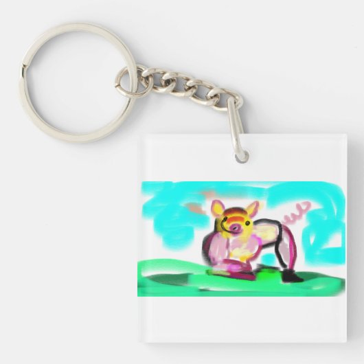 Cute pig art schlüsselanhänger (Vorderseite)