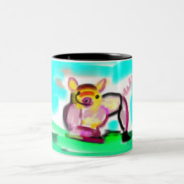 Cute pig art  zweifarbige tasse