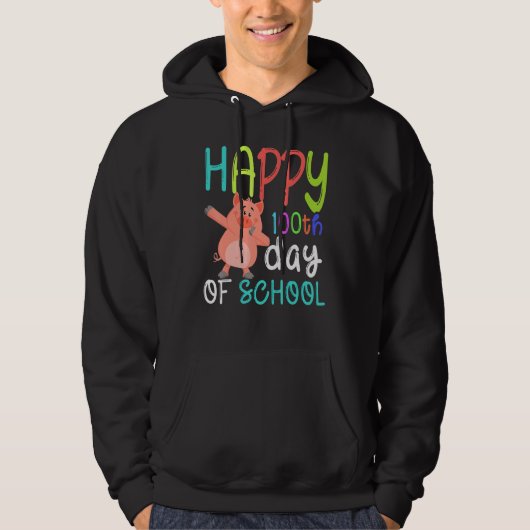 Cute Pig Happy 100th Day Of School Farm Animal Kid Hoodie (Vorderseite)