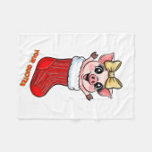 Cute Pig in Christmas Stocking Fleecedecke (Vorderseite (Horizontal))
