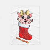 Cute Pig in Christmas Stocking Fleecedecke (Vorderseite)