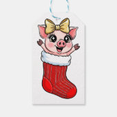 Cute Pig in Christmas Stocking Geschenkanhänger (Rückseite)