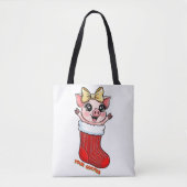 Cute Pig in Christmas Stocking Tasche (Vorderseite)