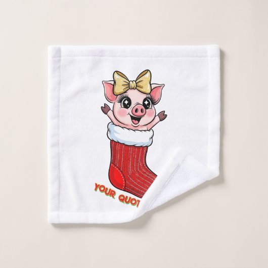 Cute Pig in Christmas Stocking Waschlappen (Waschlappen)