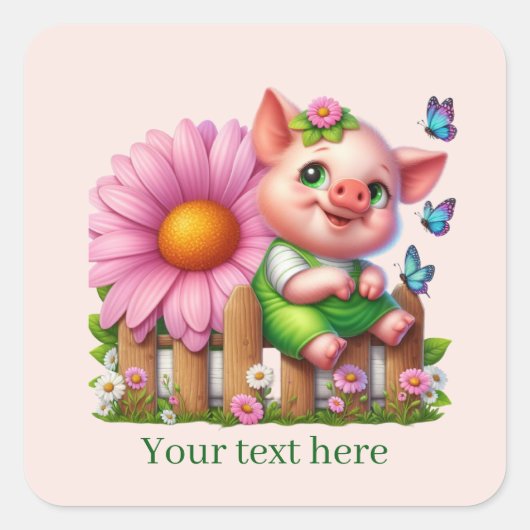 Cute pig lovers customizable quadratischer aufkleber (Vorderseite)