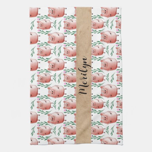 Cute Pig Pattern Tea Towel – Farm Animal Kitchen  Geschirrtuch (Vertikal)