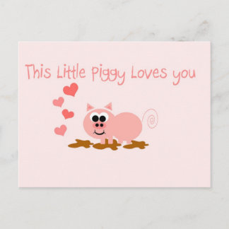 Cute Pig Valentine's Day Postcard Feiertagspostkarte