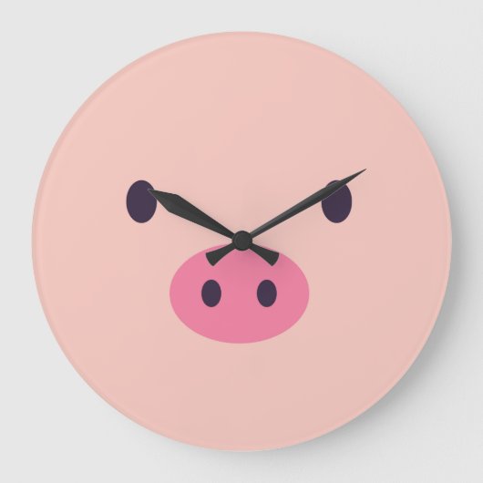 Cute Pig Wall Clock Große Wanduhr (Vorderseite)