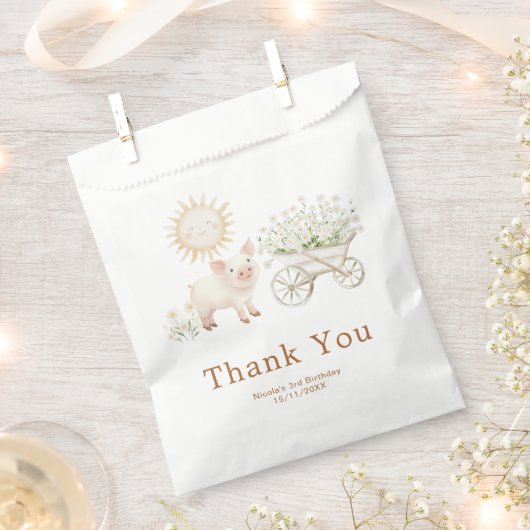 Cute Pig Wheelbarrow Birthday Geschenktütchen (Ausgeschnitten)