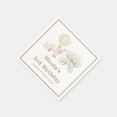 Cute Pig Wheelbarrow Birthday Serviette (Ecke)