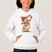 Cute Pig with Candy Cane Kids Hoodie (Vorderseite)