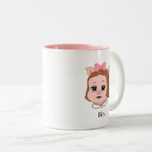 Cute Piglet Cartoon & Calligraphy Zweifarbige Tasse (VorderseiteRechts)