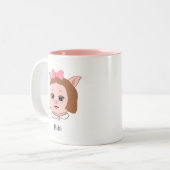 Cute Piglet Cartoon & Calligraphy Zweifarbige Tasse (Vorderseite Links)