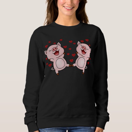 Cute Pigs Valentines Day Matching Couple Pigs Sweatshirt (Vorderseite)