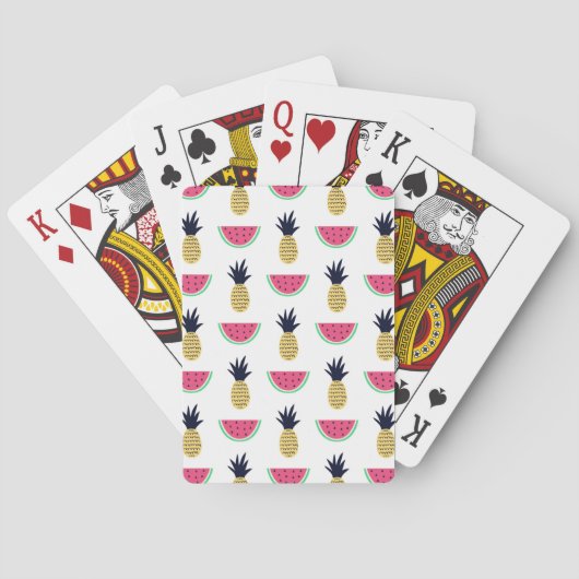 Cute Pineapple & Watermelon Doodle Pattern Spielkarten (Rückseite)