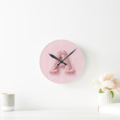 Cute pink A monogram initial crocheted letter boho Runde Wanduhr (Zuhause)