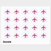 Cute Pink Airplane Girl Pilot Personalized  Runder Aufkleber (Blatt)