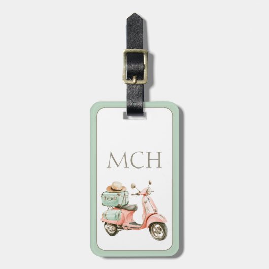 Cute Pink and Aqua Coastal Scooter Gepäckanhänger (Vorderseite vertikal)