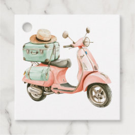 Cute Pink and Aqua Coastal Scooter Geschenkanhänger