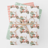 Cute Pink and Aqua Coastal Scooter Geschenkpapier Set (Beispiel)