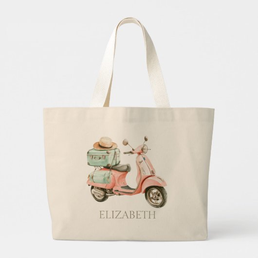 Cute Pink and Aqua Coastal Scooter Jumbo Stoffbeutel (Rückseite)