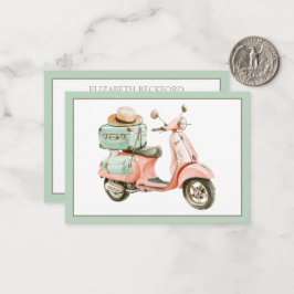 Cute Pink and Aqua Coastal Scooter Mitteilungskarte