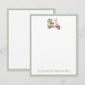 Cute Pink and Aqua Coastal Scooter Mitteilungskarte (Vorne/Hinten)