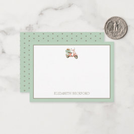 Cute Pink and Aqua Coastal Scooter Mitteilungskarte