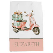 Cute Pink and Aqua Coastal Scooter Mittlere Geschenktüte (Vorderseite)