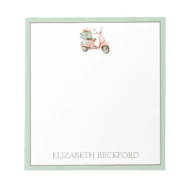 Cute Pink and Aqua Coastal Scooter Notizblock