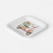 Cute Pink and Aqua Coastal Scooter Pappteller (Gewinkelt)