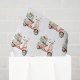 Cute Pink and Aqua Coastal Scooter Seidenpapier