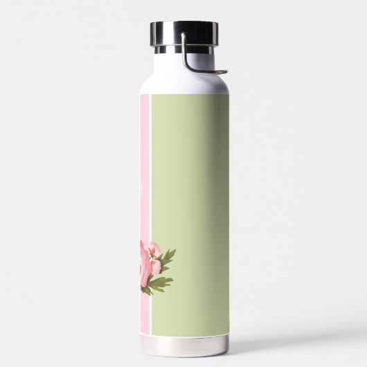 Cute pink and baby green floral Water Bottle Trinkflasche (Links)