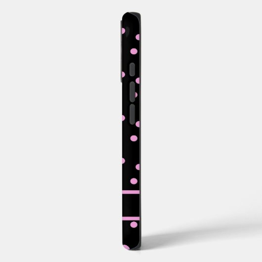 Cute Pink and Black Polka Dot Personalized Name Case-Mate iPhone Hülle (Rückseite / Links)