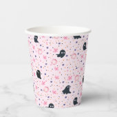Cute Pink and Black Sweet Spooky Ghost Halloween Pappbecher (Vorderseite)