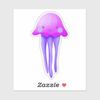 Cute Pink and Purple Jellyfish Aufkleber