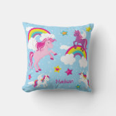 Cute Pink and Purple Unicorns and Rainbows Kissen (Vorderseite)