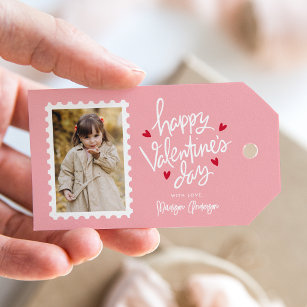 Cute Pink and Red Hearts Photo Valentine's Day Geschenkanhänger