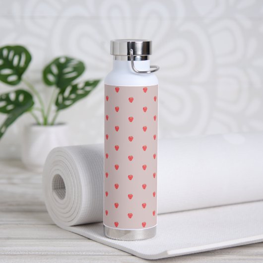 Cute Pink And Red Strawberry Pattern Water Bottle. Trinkflasche (Yoga)