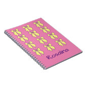 Cute Pink and Yellow Bows Pattern Girl's Name Notizblock (Rechte Seite)