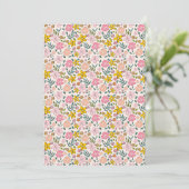 Cute Pink and Yellow Floral Pattern Einladung (Stehend Vorderseite)