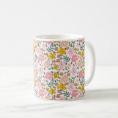 Cute Pink and Yellow Floral Pattern Kaffeetasse (VorderseiteRechts)