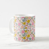 Cute Pink and Yellow Floral Pattern Kaffeetasse (Vorderseite Links)