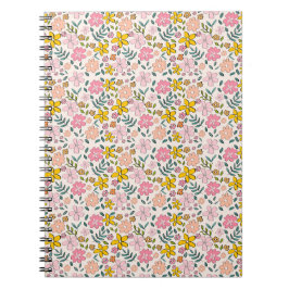 Cute Pink and Yellow Floral Pattern Notizblock