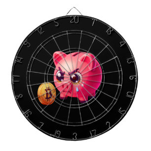 Cute Pink Angry Piggy Bank Holding Gold Bitcoin Co Dartscheibe