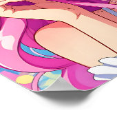 Cute Pink Anime Girl with Headphones Poster (Ecke)