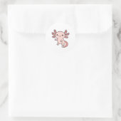 Cute Pink Axolotl Cartoon – Adorable Kawaii Salama Runder Aufkleber (Tasche)